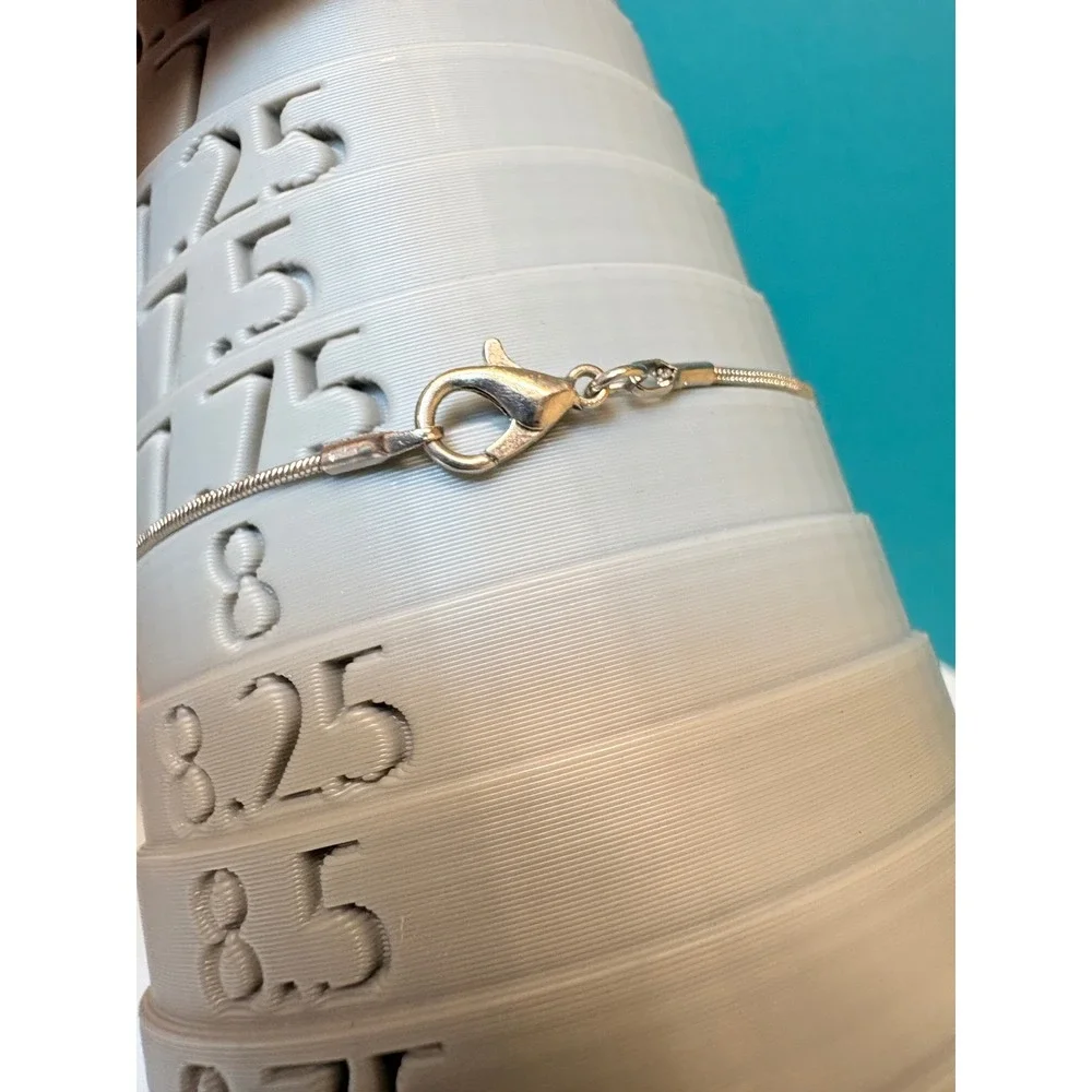 Silver Tone Snake Chain Bracelet Minimalist‎ Lobster Clasp 7.75 Inch